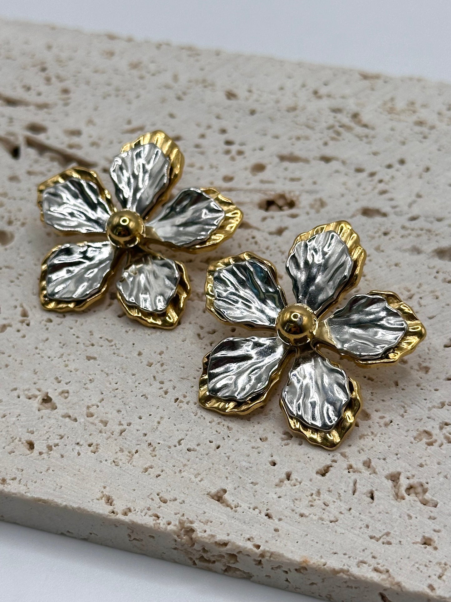 Two Metal Floral Earrings