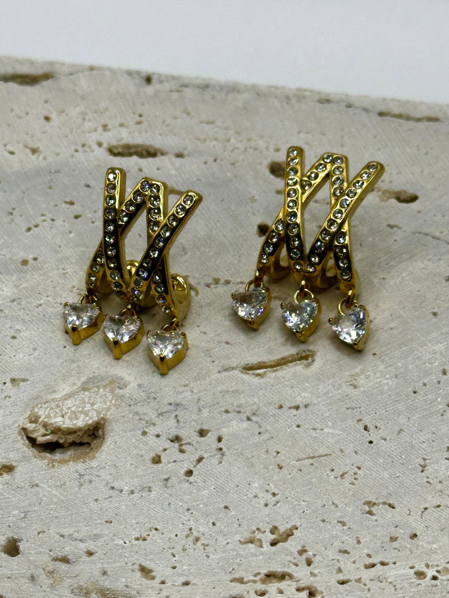 Triple Heart Earrings