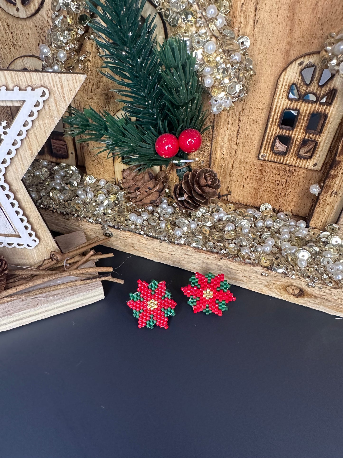 Christmas Flower Earrings