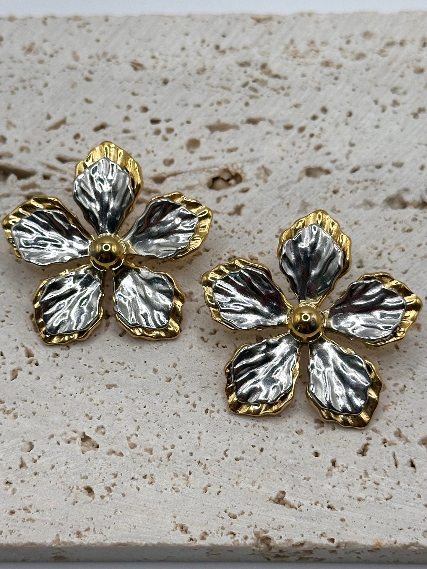 Two Metal Floral Earrings