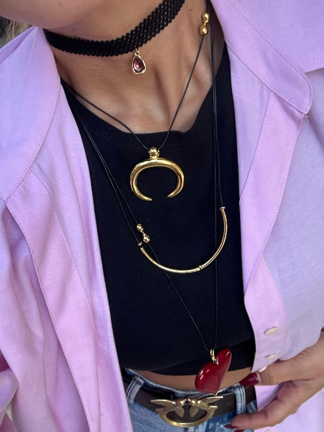 Red Heart Gold Necklace