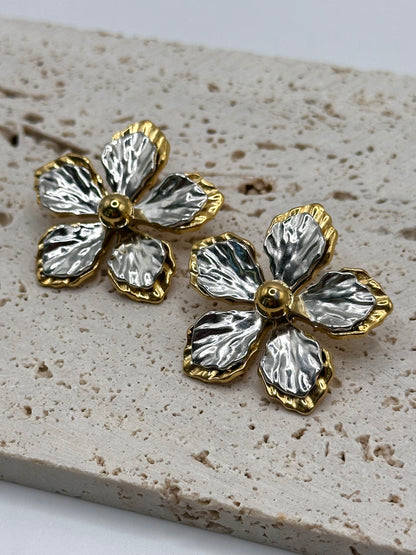 Two Metal Floral Earrings