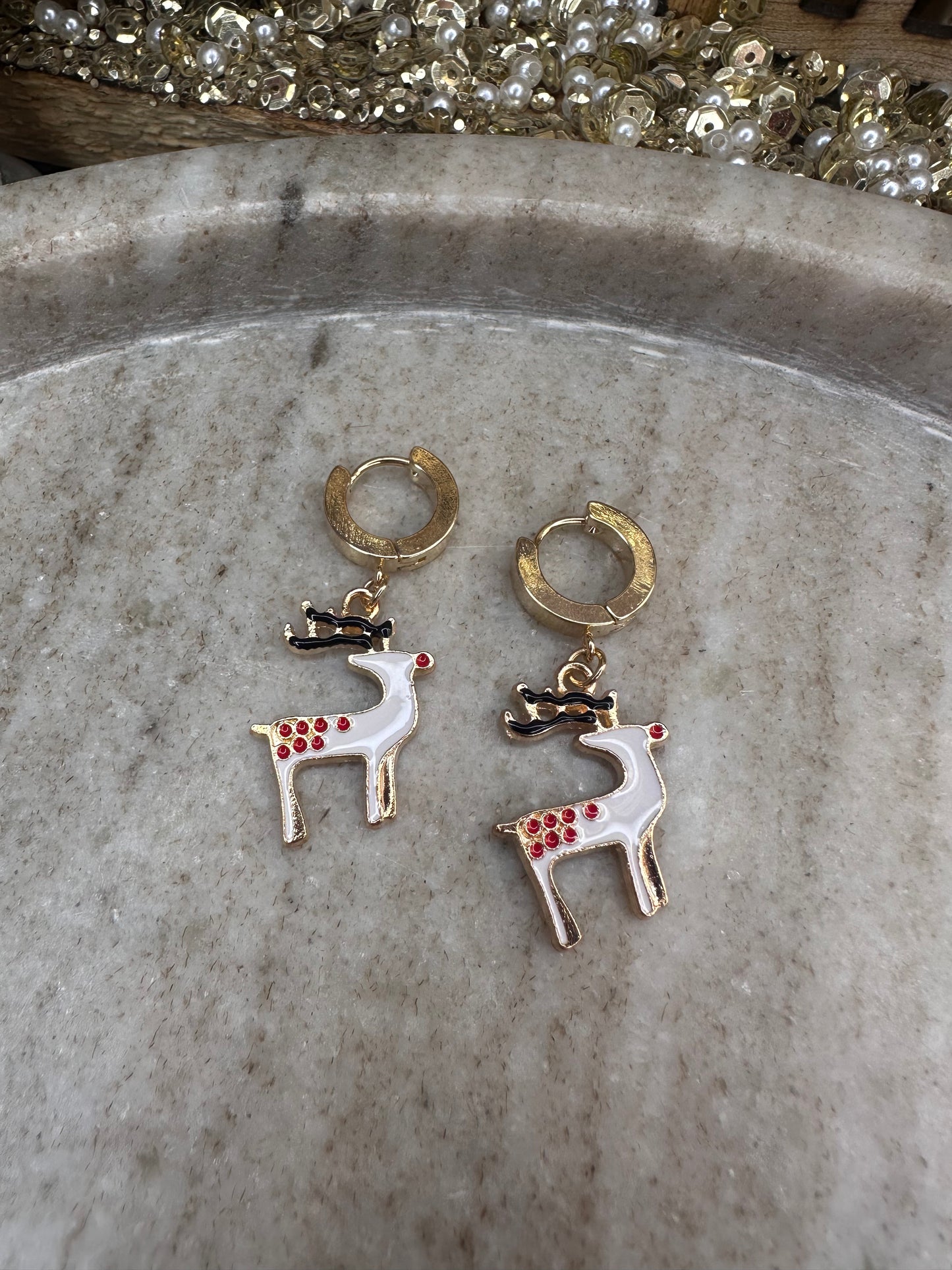 White Deer Earrings