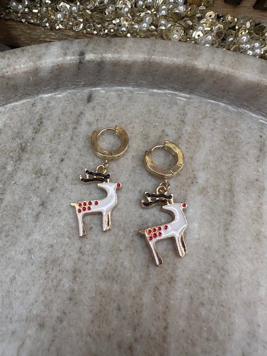 White Deer Earrings