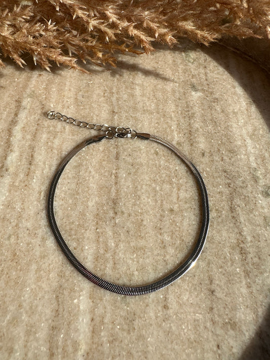 Silver Snake Anklet
