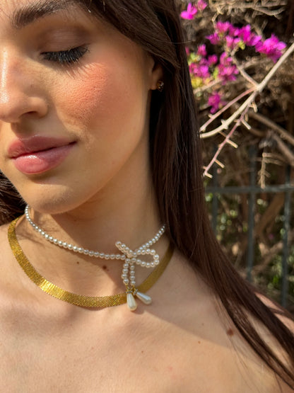 Pearl Bow Necklace