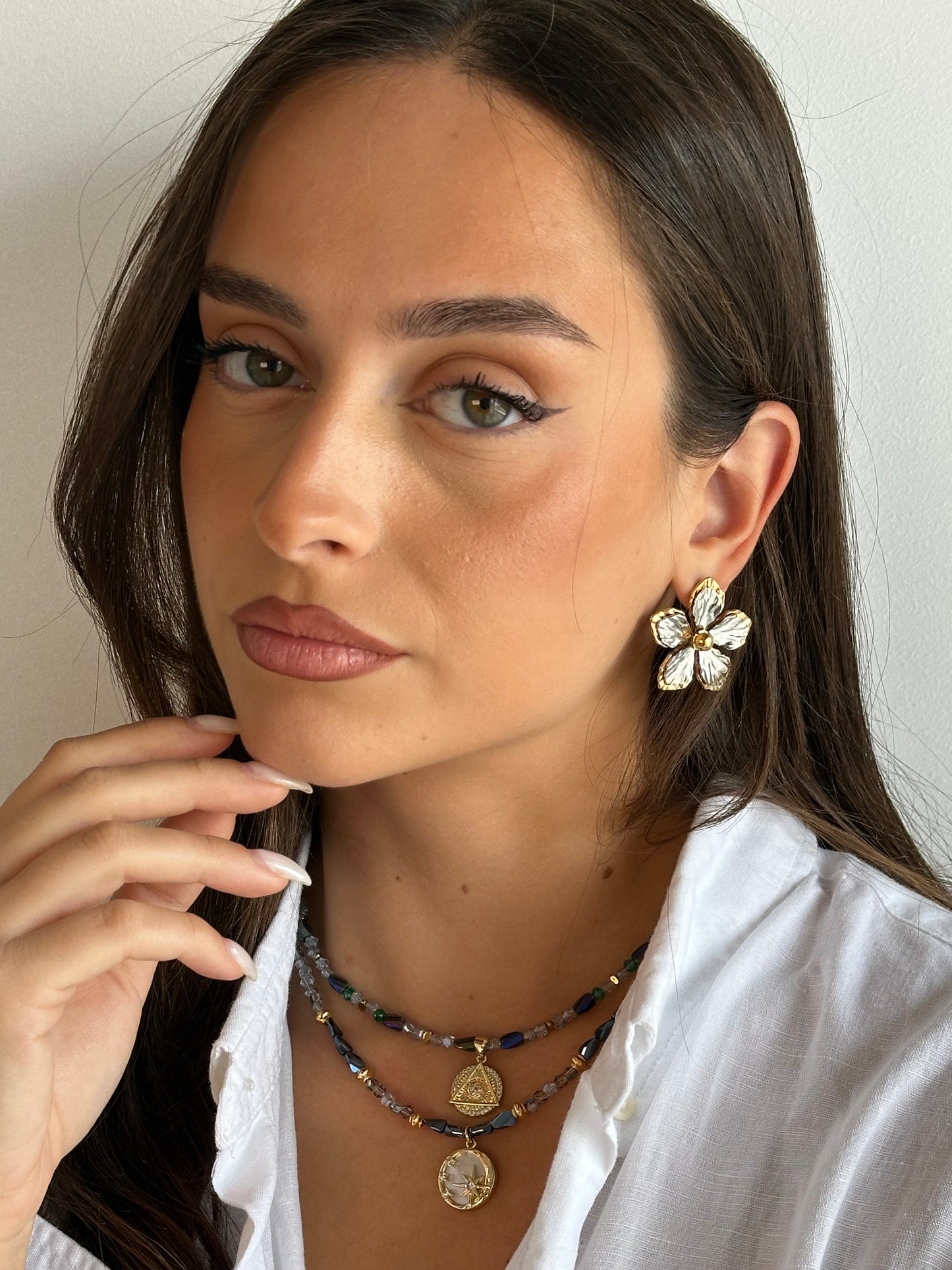 Two Metal Floral Earrings