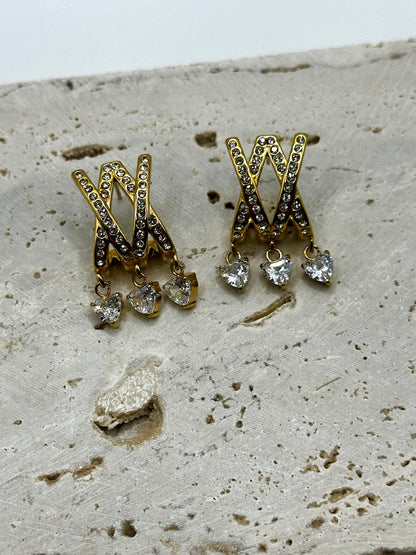 Triple Heart Earrings