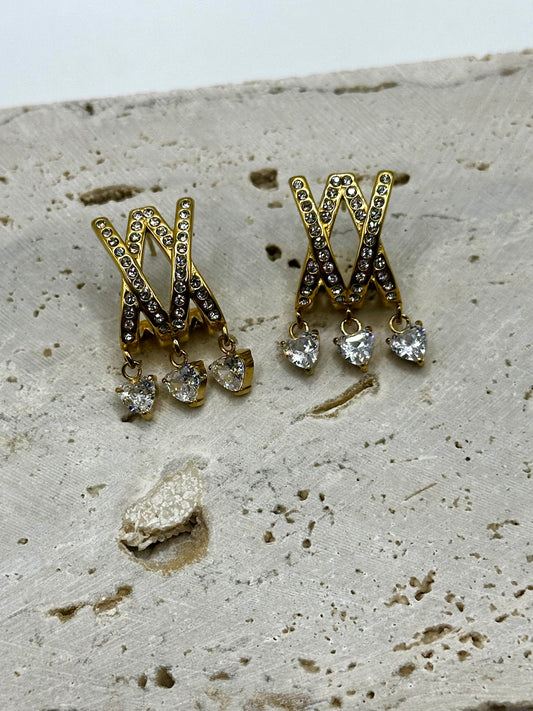 Triple Heart Earrings